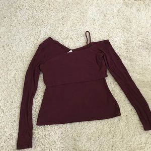Ella Moss asymmetrical top in wine XS